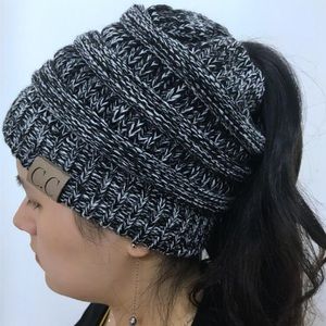 Cable Knit Ponytail Beanie